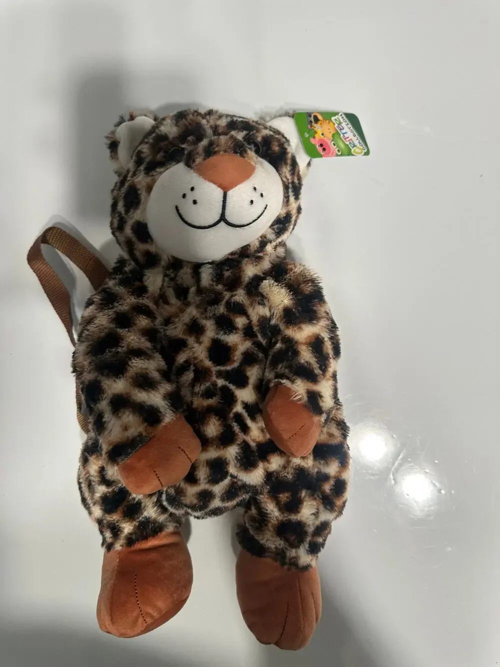 Critterz Couture Leopard Plush Backpack Brown Spotted Pre-Owned